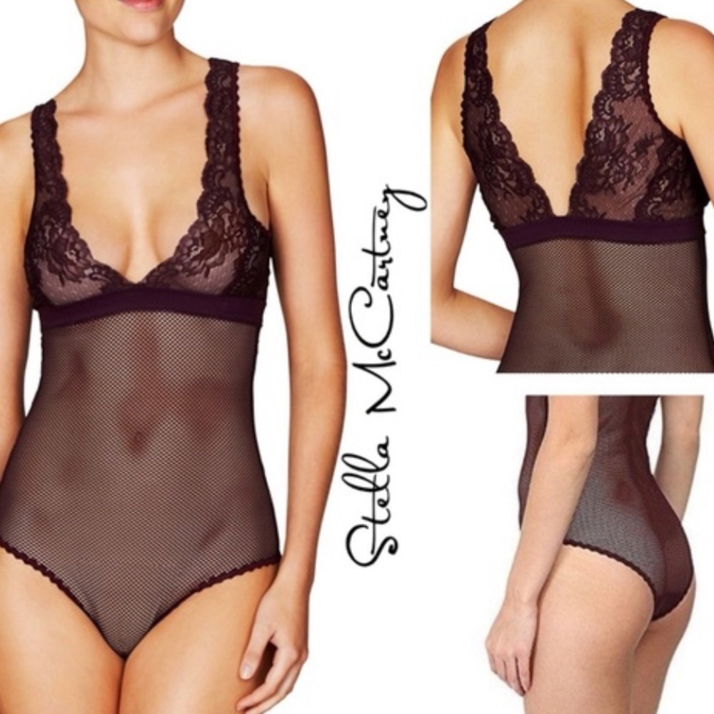 Stella McCartney Purple Lace Mesh Bodysuit Size Small